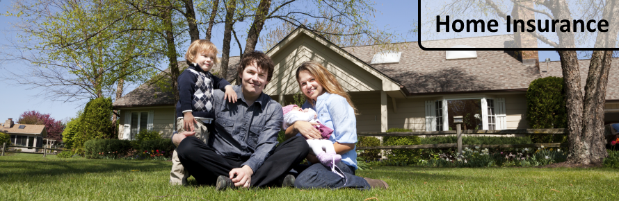 Home Insurance Banner Family Sitting in Front of House